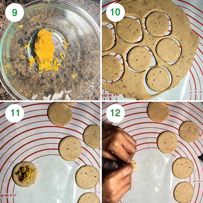 step by step picture collage of making achari mathri in the air fryer